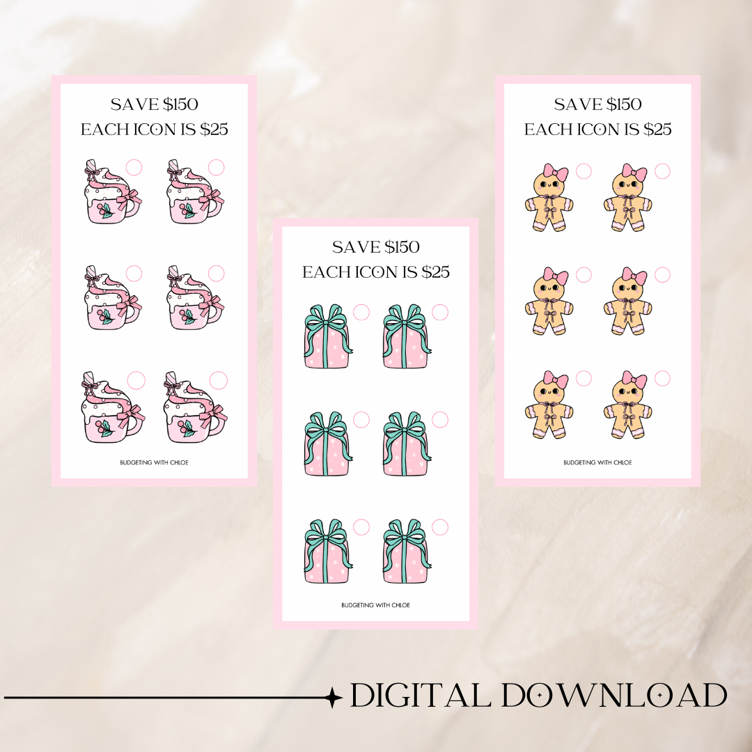 A Pink Christmas Savings Challenges DIGITAL DOWNLOAD