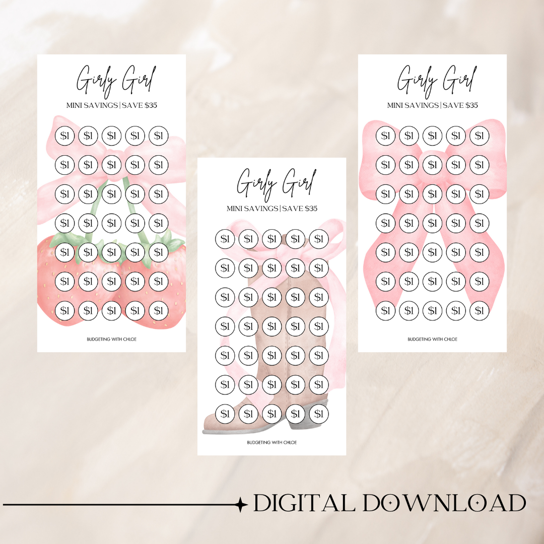 Girly Girl $1 Mini Savings Challenges DIGITAL DOWNLOAD