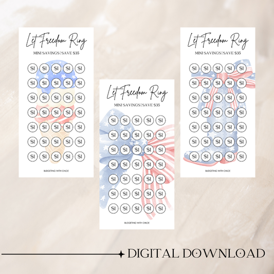 Let Freedom Ring $1 Mini Savings Challenges DIGITAL DOWNLOAD