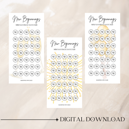 New Years $1 Mini Savings Challenges DIGITAL DOWNLOAD