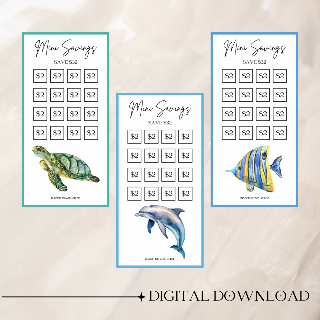 Ocean Friends Mini Savings Challenges DIGITAL DOWNLOAD