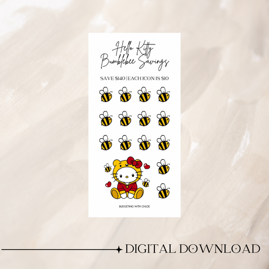 Hello Kitty Bumblebee Savings Challenges DIGITAL DOWNLOAD