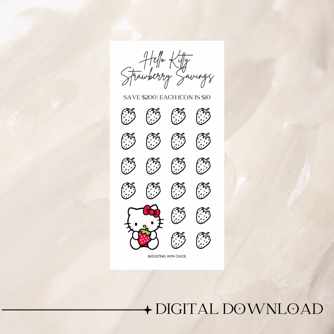 Hello Kitty Strawberry Savings Challenges DIGITAL DOWNLOAD