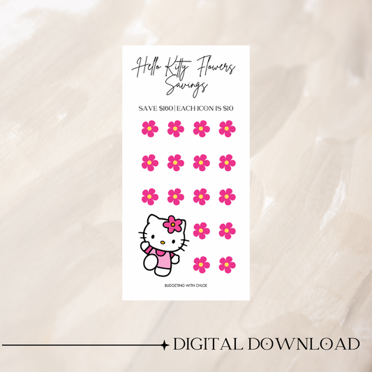 Hello Kitty Flowers Savings Challenges DIGITAL DOWNLOAD