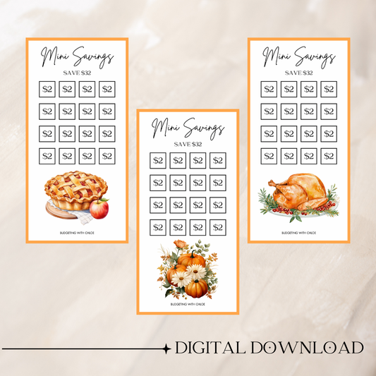 Thanksgiving Mini Savings Challenges DIGITAL DOWNLOAD