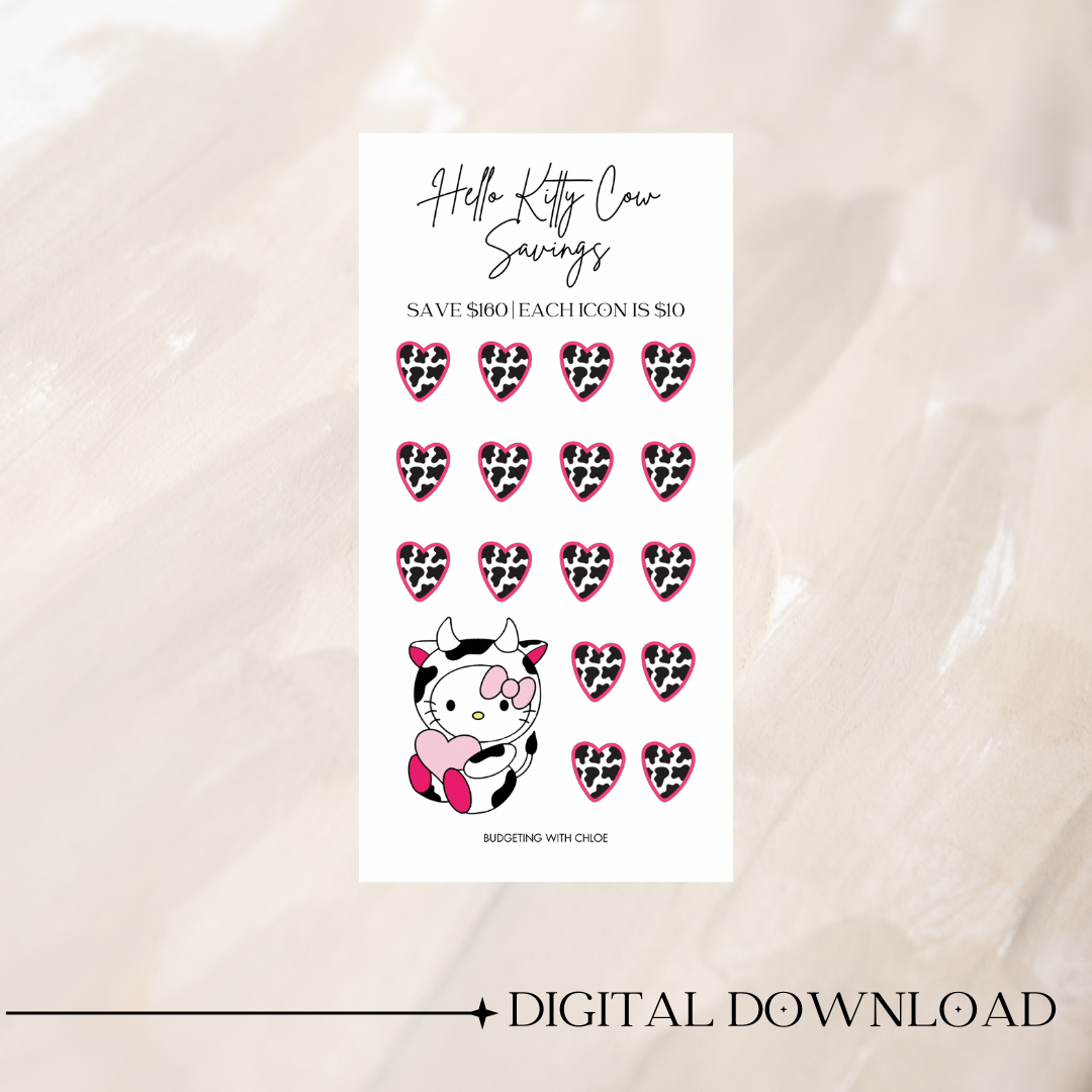 Hello Kitty Cow Savings Challenges DIGITAL DOWNLOAD