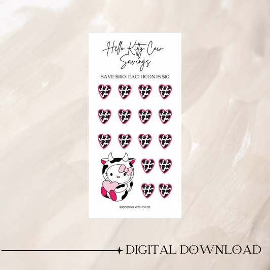 Hello Kitty Cow Savings Challenges DIGITAL DOWNLOAD